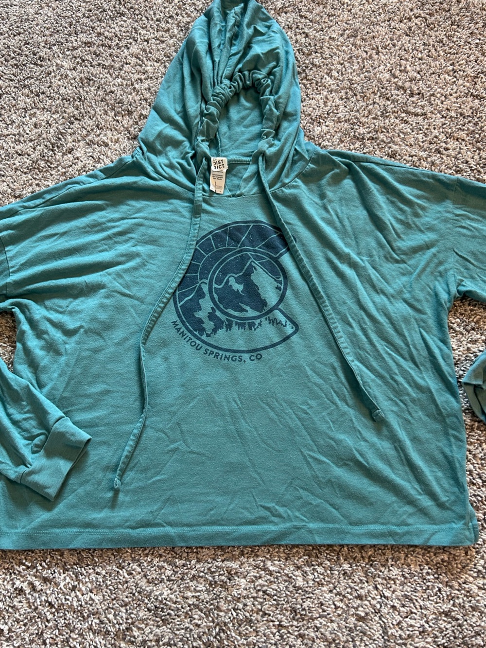 Colorado Teal Hooded Pullover with Navy Mountain Graphic
